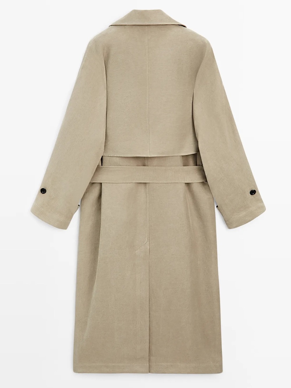 Massimo Dutti Linen Blend Trench Coat Notched Lapel Collar w Belt Detail Large - Picture 4 of 15